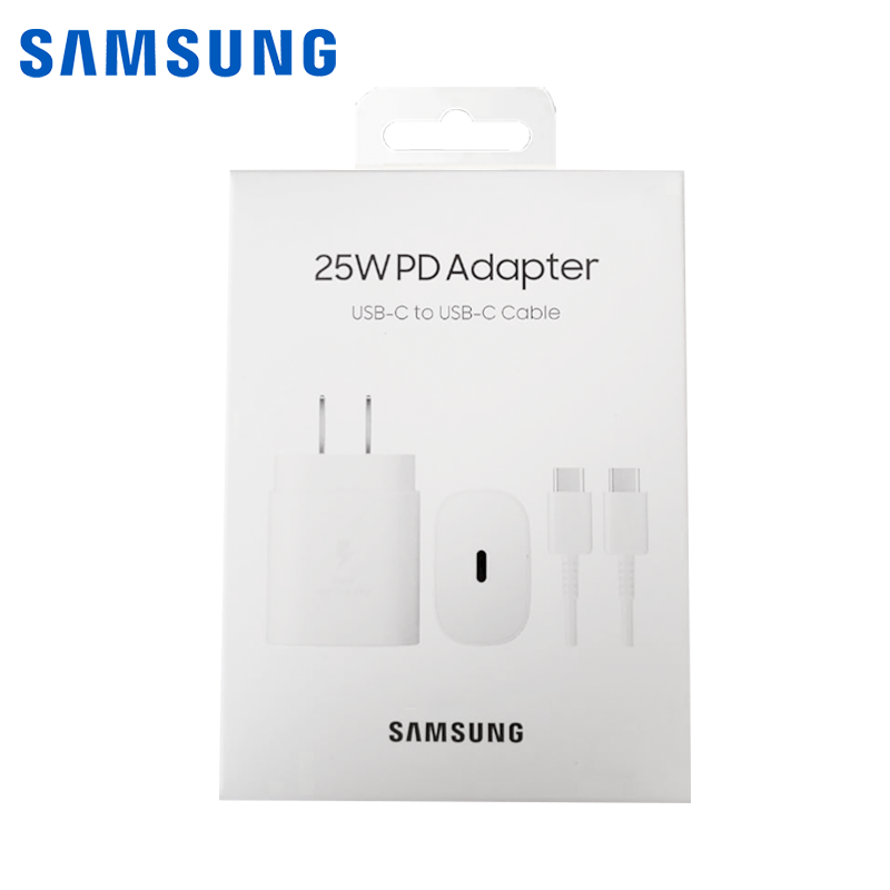 Kit Cargador Samsung Travel Adapter USB Tipo C a USB Tipo C 25W PD  (TA800) original Blanco